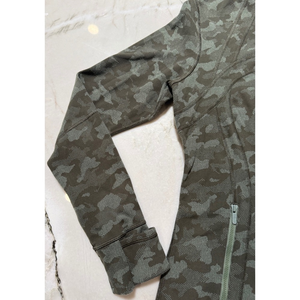 Lululemon Define Jacket Heritage Camo Olive Green Twill Women's 12 #109 - Picture 4 of 16